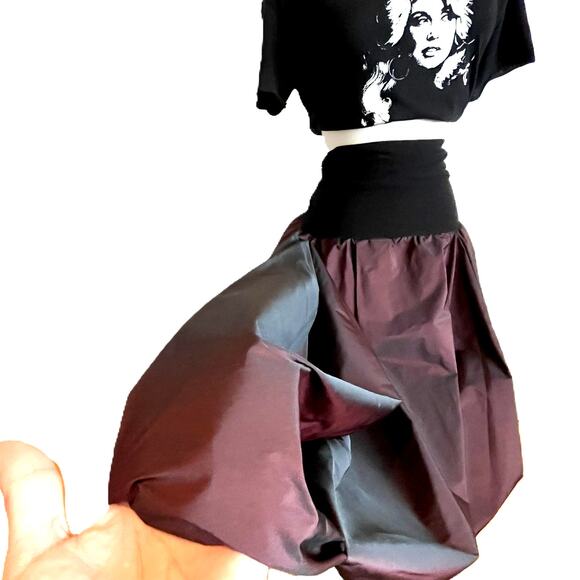 Vintage IGOR Monte Luxury Taffeta Bubble Skirt Black Cherry Iridescent NWT S - Picture 2 of 7